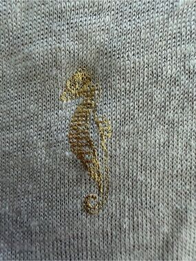 Cato Linen Cardigan with Gold Seahorses